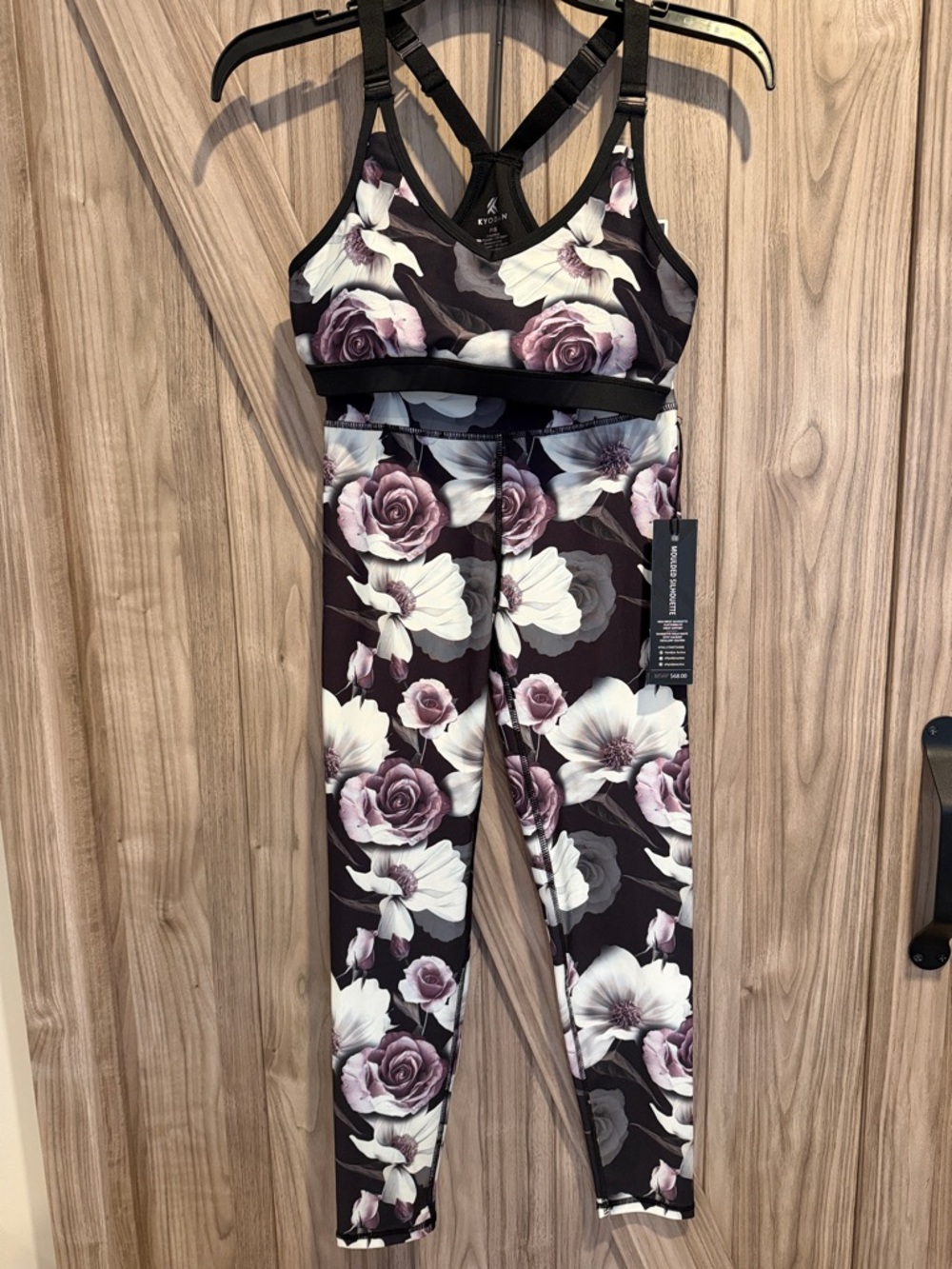 Kyodan Black Floral Sports Bra and Leggings Set